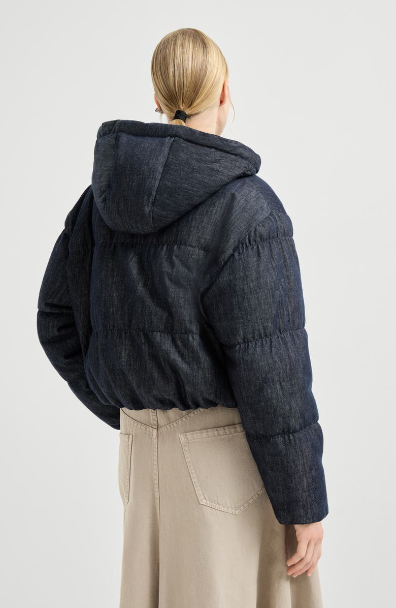 Brunello Cucinelli Denim-effect twill down jacket, Alternate, color, Denim