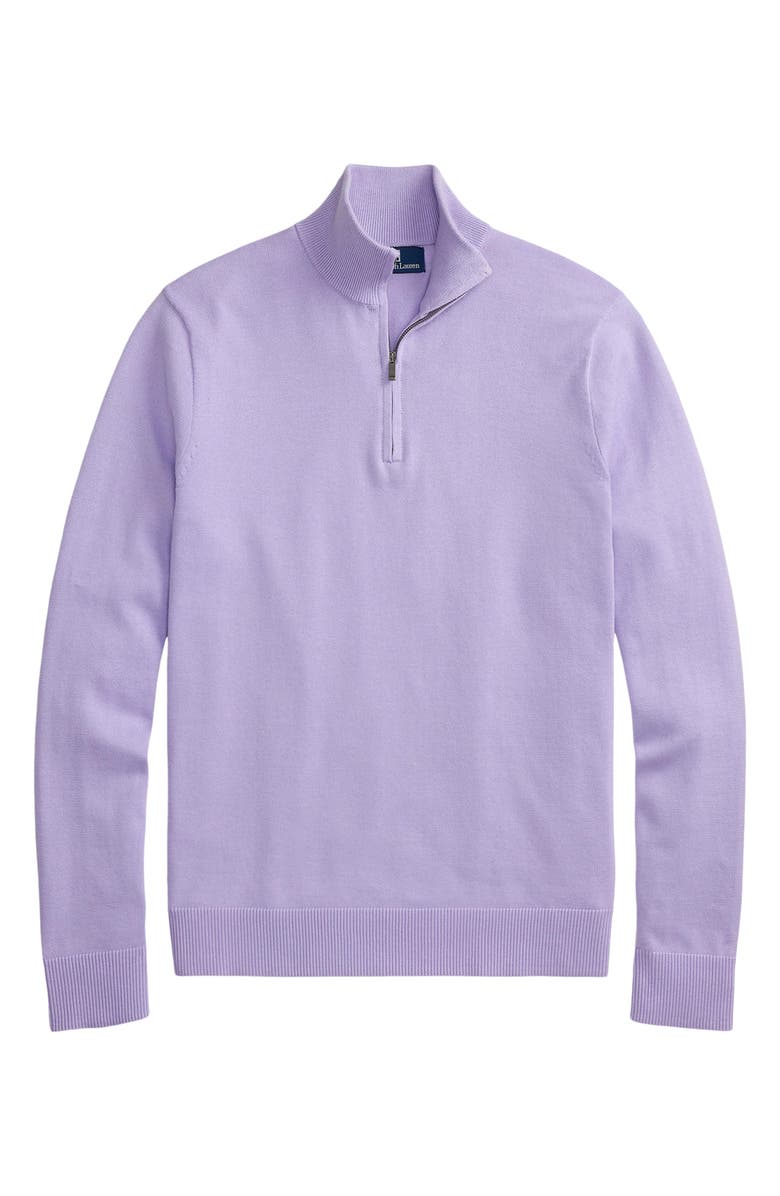 Polo Ralph Lauren Cotton Quarter Zip Pullover, Alternate, color, Purple