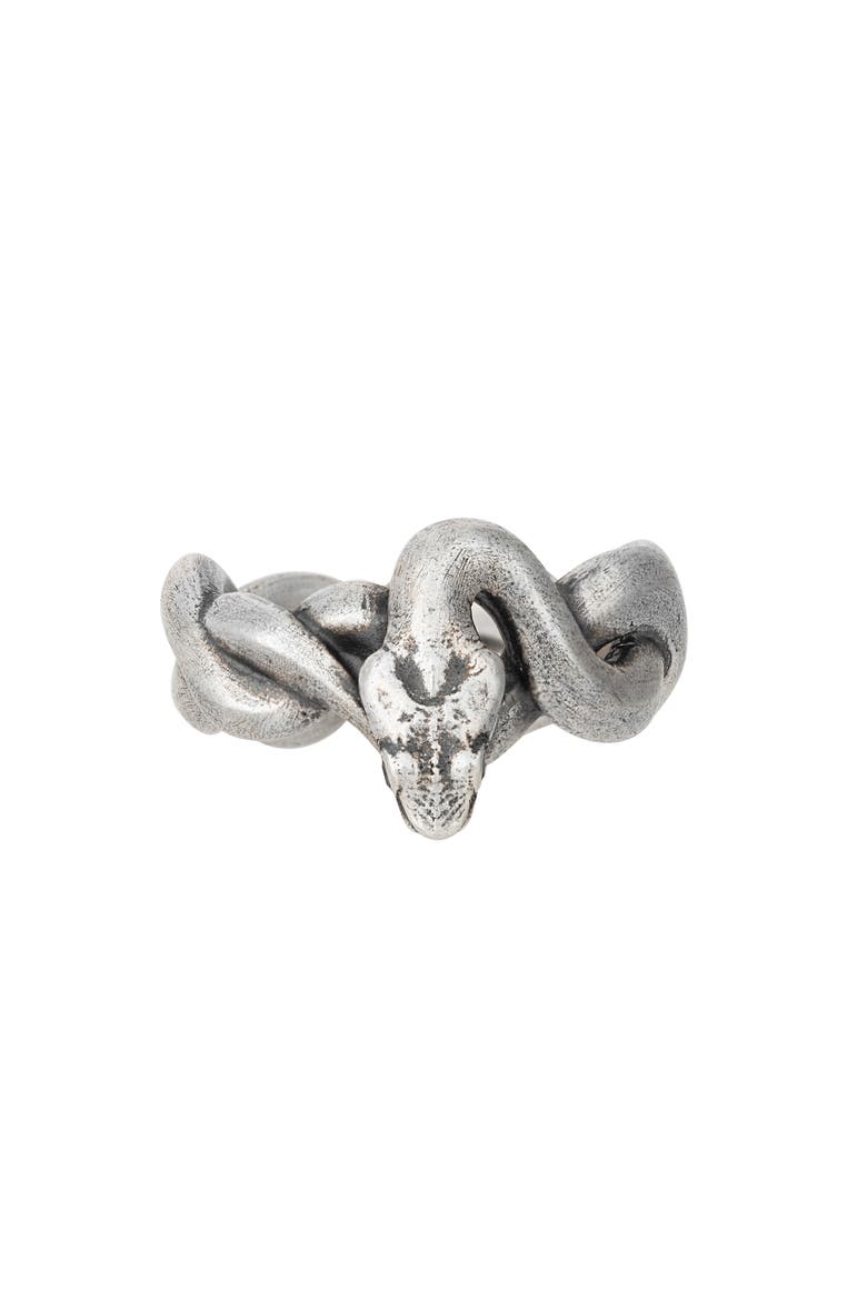 Men's Black Diamond Snake Ring, Alternate, color, SILVER
