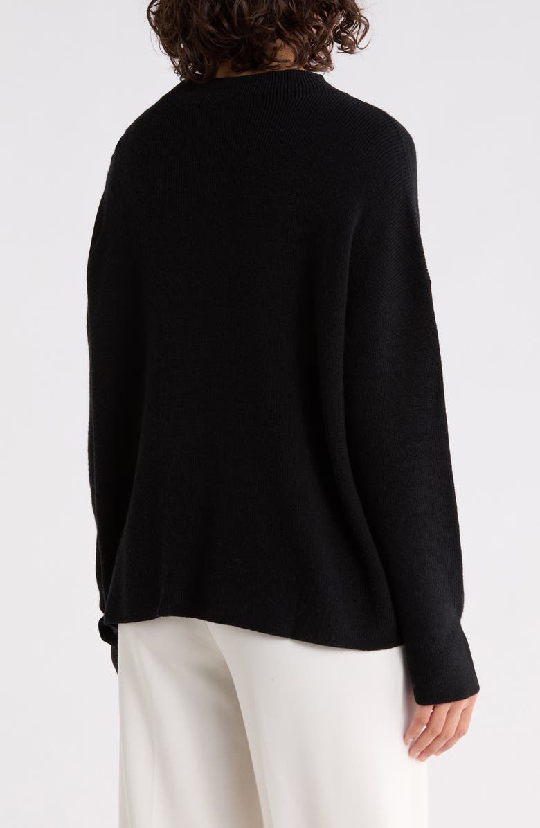 Eileen Fisher Funnel Neck Wool Sweater, Alternate, color, Black