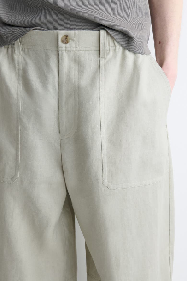 Linen Relaxed-fit Barrel-leg Pants, Alternate, color, LIGHT GREEN