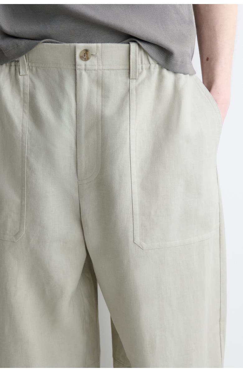 COS Linen Relaxed-fit Barrel-leg Trousers, Alternate, color, Gray