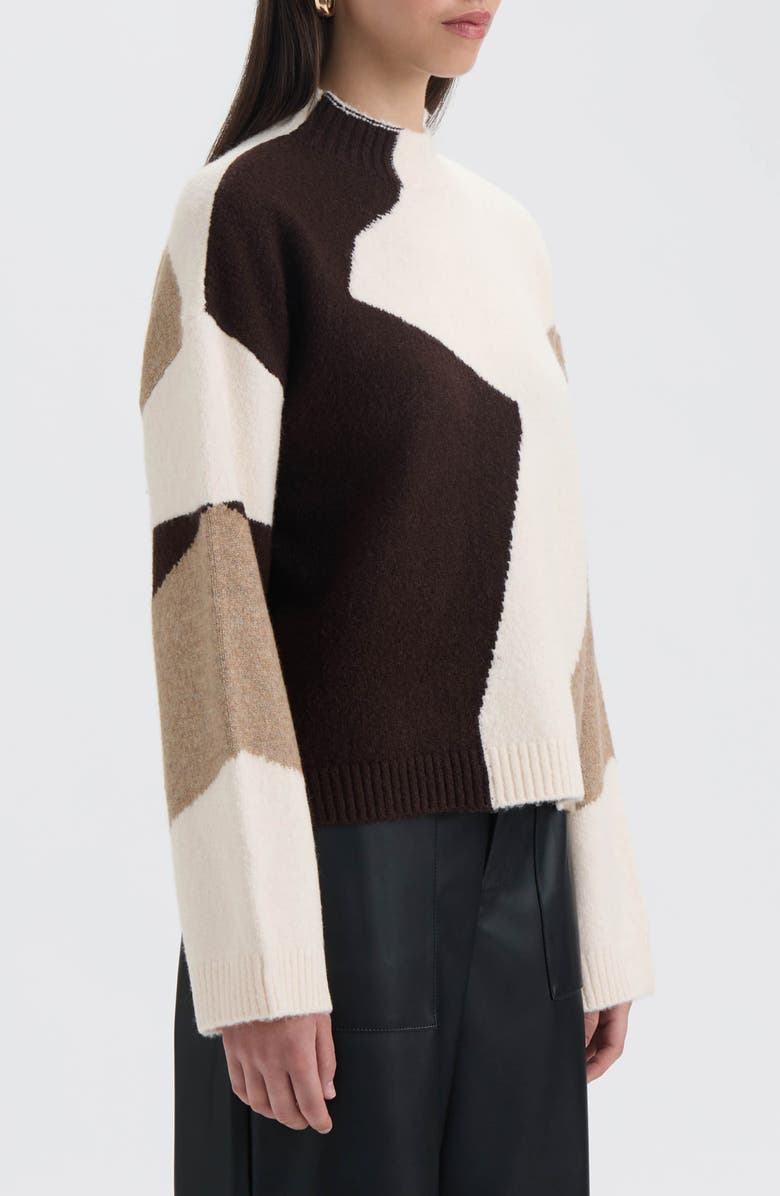 NVLT Geo Pattern Sweater, Alternate, color, Marshmallow/ Brown