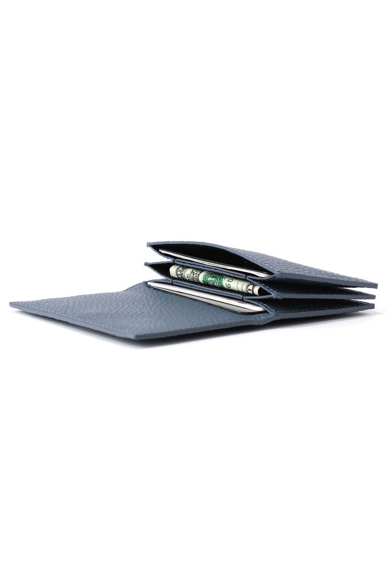 Accordion Leather Card Case, Alternate, color, ASH BLUE