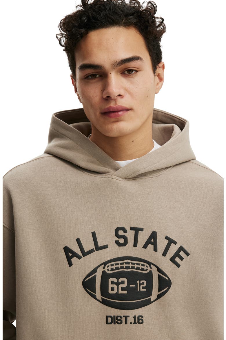 Men's Box Fit Graphic Hoodie, Alternate, color, Hazelnut  All State Football