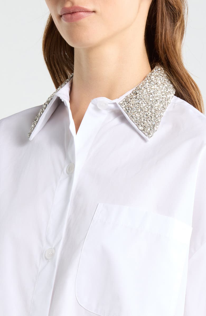 TWP Embellished Collar Cotton Button-Up Shirt, Alternate, color, White