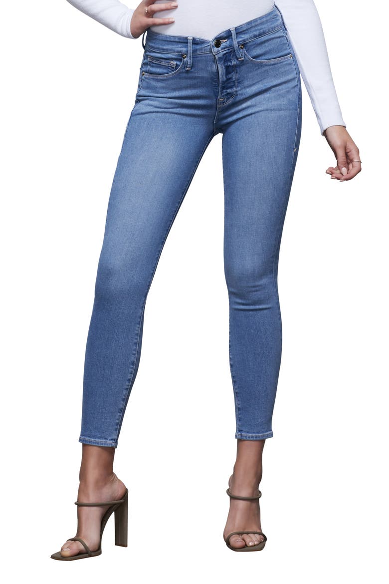Good Legs Notched High Waist Ankle Skinny Jeans, Main, color, BLUE378