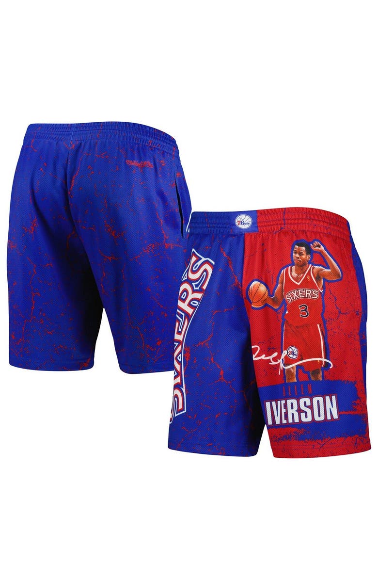 Mitchell & Ness Men's Mitchell & Ness Allen Iverson Royal Philadelphia 76ers Hardwood Classics Player Burst Shorts, Main, color, Royal