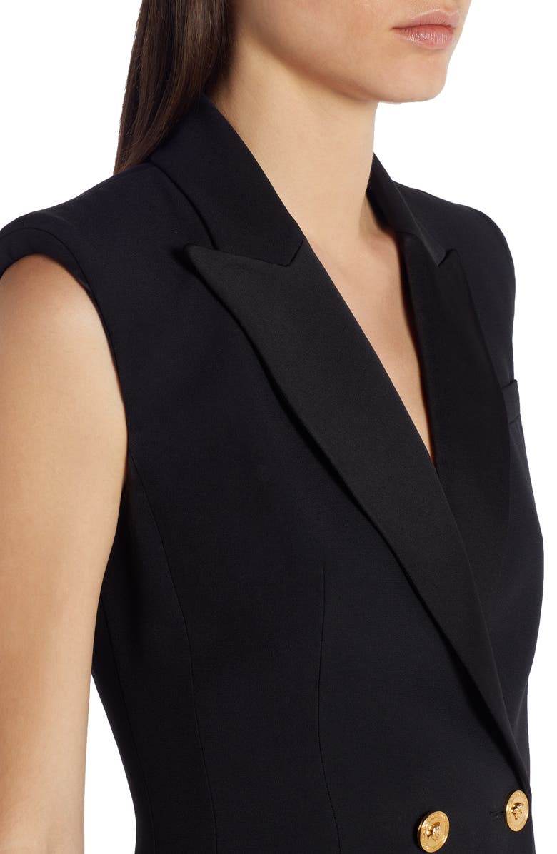 Versace Medusa Button Pleated Minidress, Alternate, color,