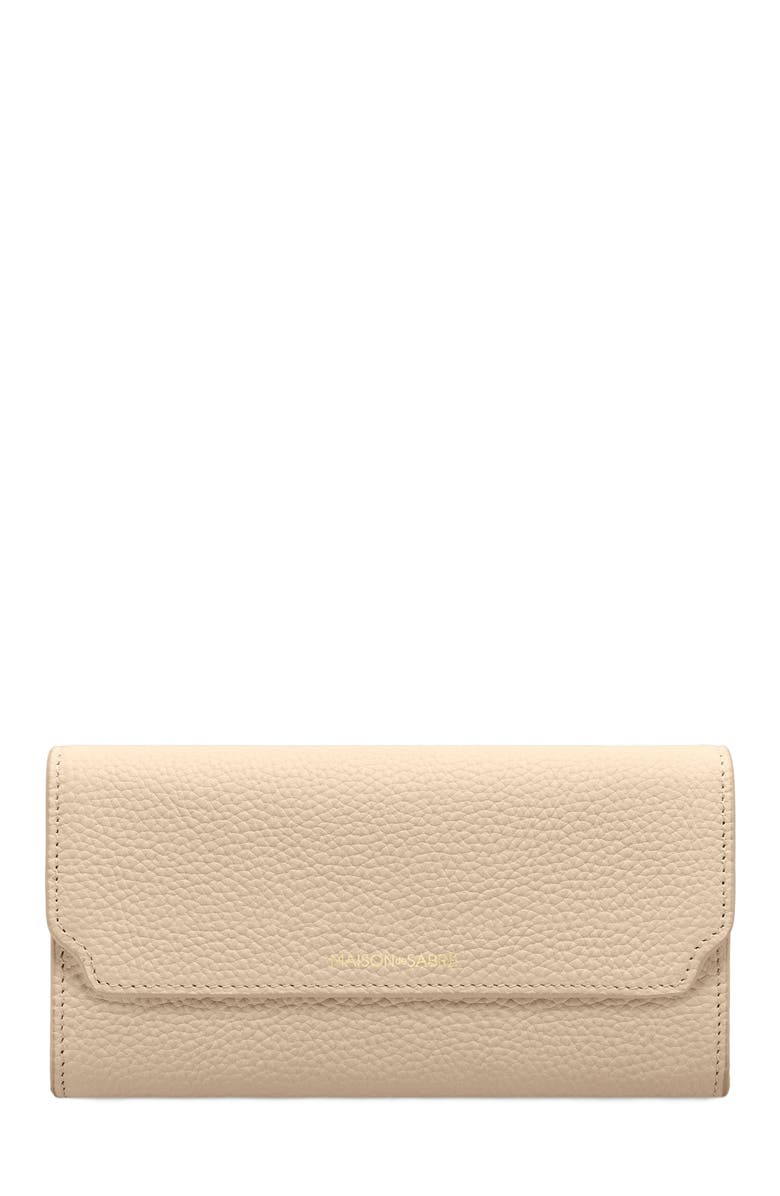 MAISON de SABRÉ Long Leather Flap Wallet, Main, color, Saharan Fuchsia