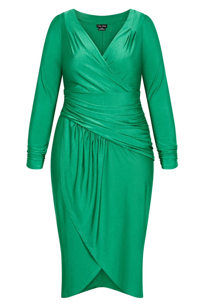 Marissa Ruched Long Sleeve Midi Dress, Alternate, color, GREENSTONE