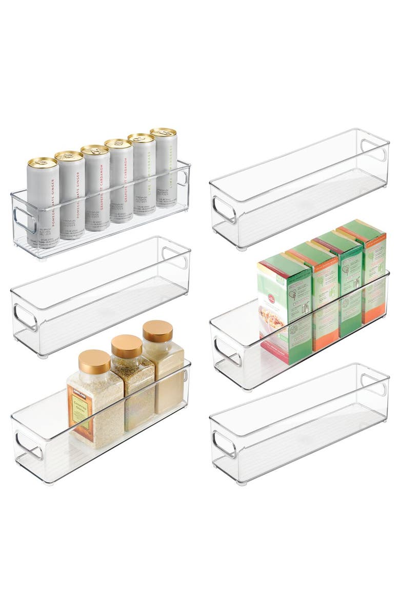 iDesign Stackable Fridge Bin with Handles - Kitchen Bin for Pantry or Cabinets, Set of 6, Clear, Main, color, Clear