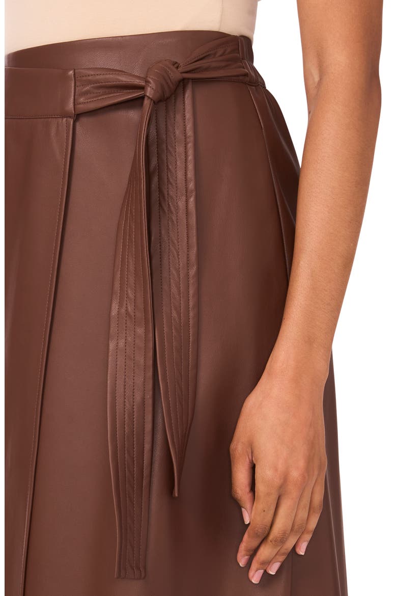 Faux Leather Side Tie Skirt, Alternate, color, CHOCOLATE