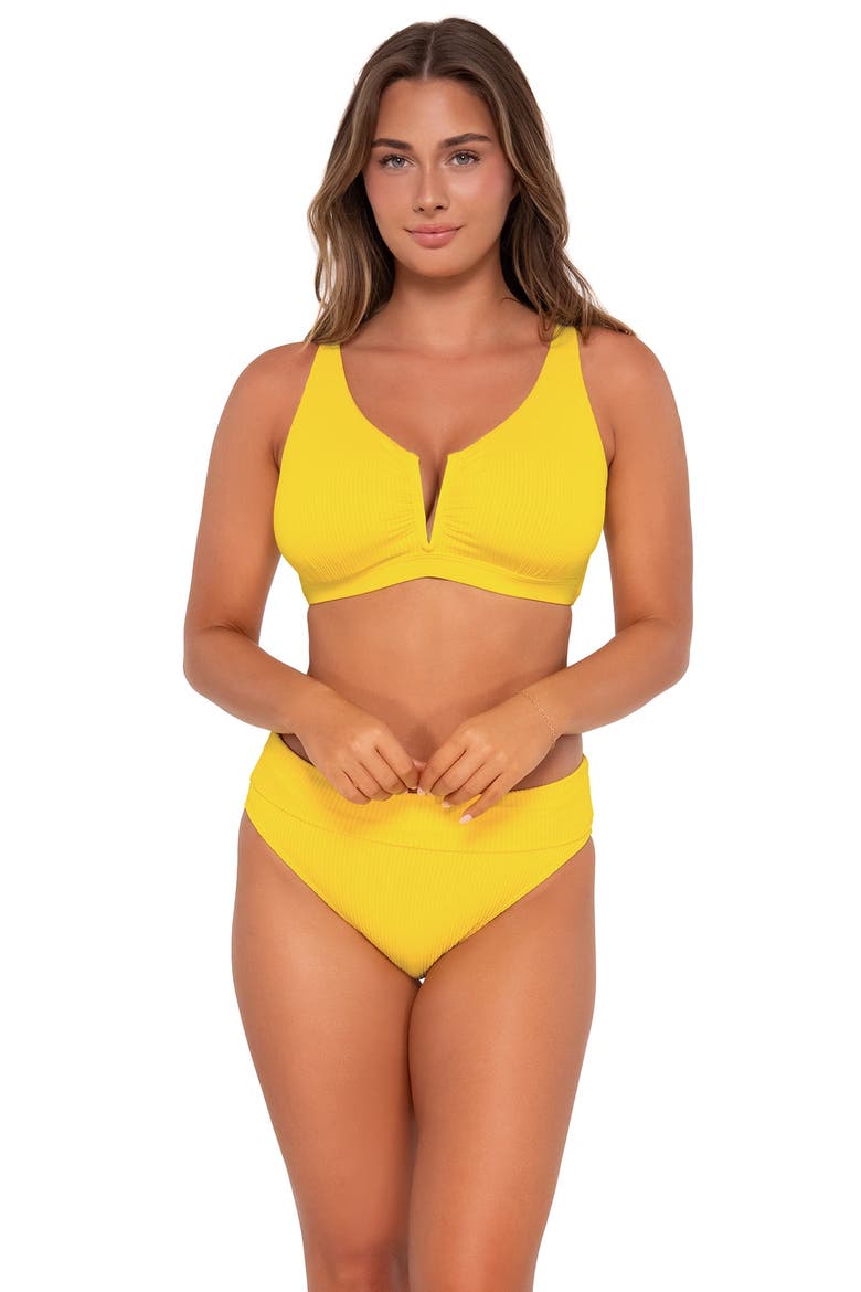 Vienna V-Wire Bikini Swimsuit Top - D Cup, Main, color, Lemon Zest Sandbar Rib