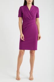 Anne Klein Pleated Scuba Crepe Dress