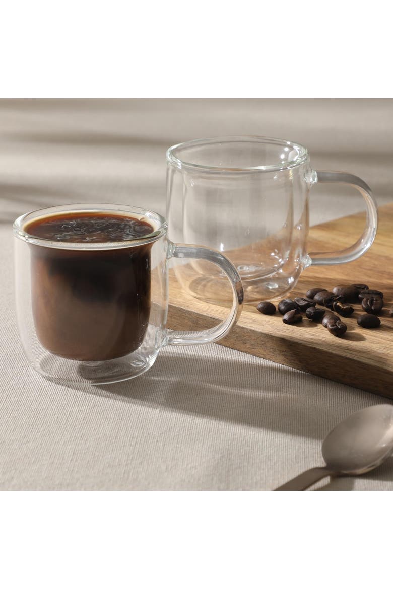 Salon Espresso 2 piece 3 Ounce Double Wall Insulated Glass Mug Set, Alternate, color, Clear