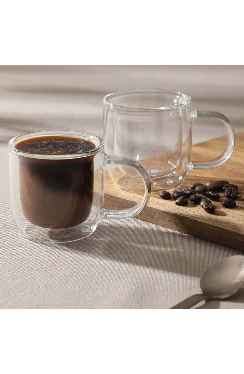 Mr. Coffee Salon Espresso 2 piece 3 Ounce Double Wall Insulated Glass Mug Set, Alternate, color, Clear