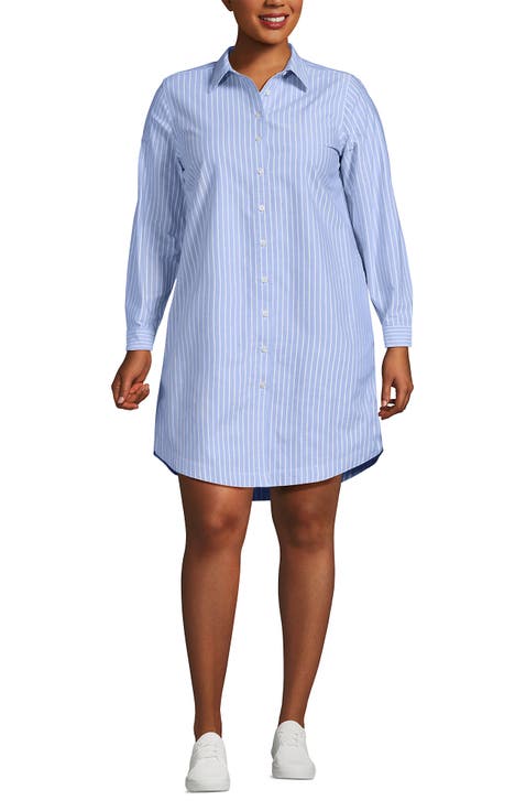 Linen Long Sleeve Button Front Shirt Dress