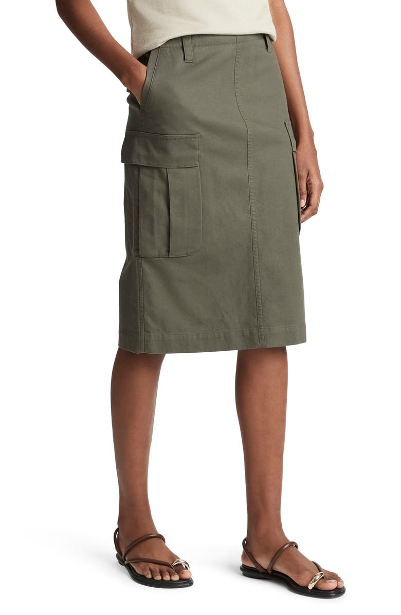 Vince Stretch Cotton Utility Cargo Skirt, Alternate, color, Night Pine