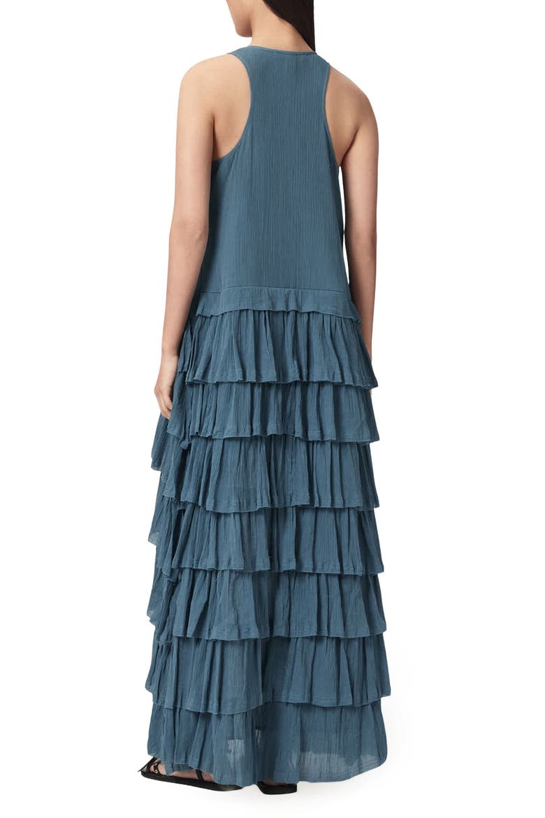 Cavarly High Low Ruffled Cotton Crepe Dress, Alternate, color, CAPTAIN BLUE