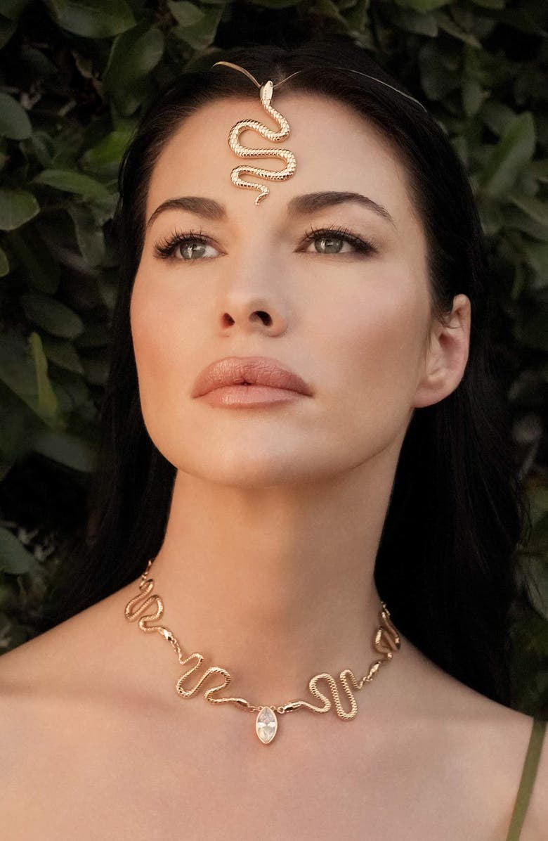 Ettika Serpentina Cubic Zirconia Pendant Necklace, Alternate, color, Gold