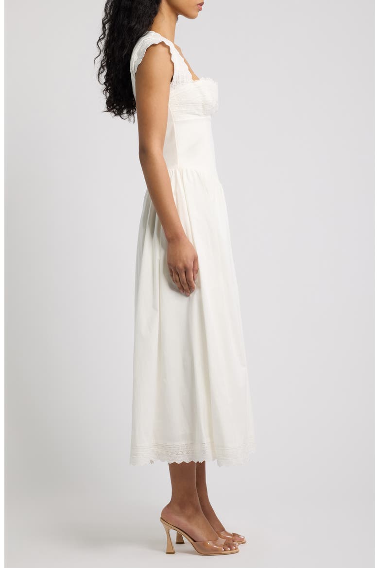 Fiorella Broderie Short Sleeve Dress, Alternate, color, WHITE