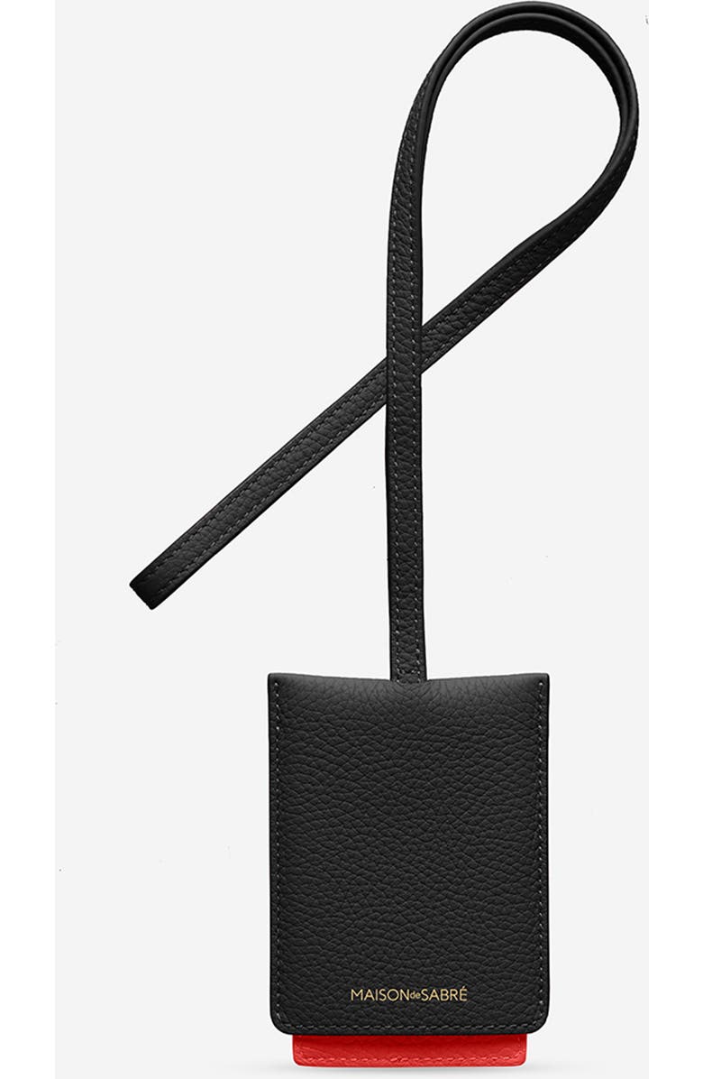 MAISON de SABRÉ Leather ID Lanyard, Alternate, color, Rouge Noir