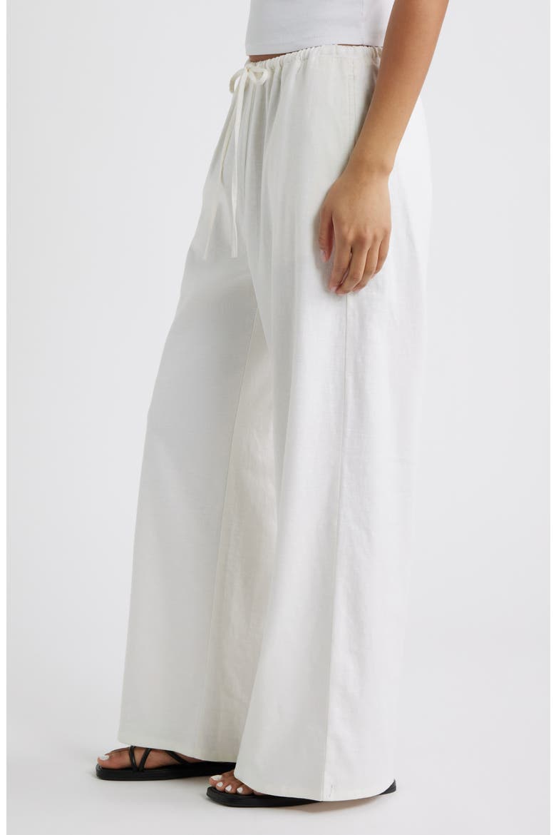 Linen Blend Wide Leg Pants, Alternate, color, WHITE