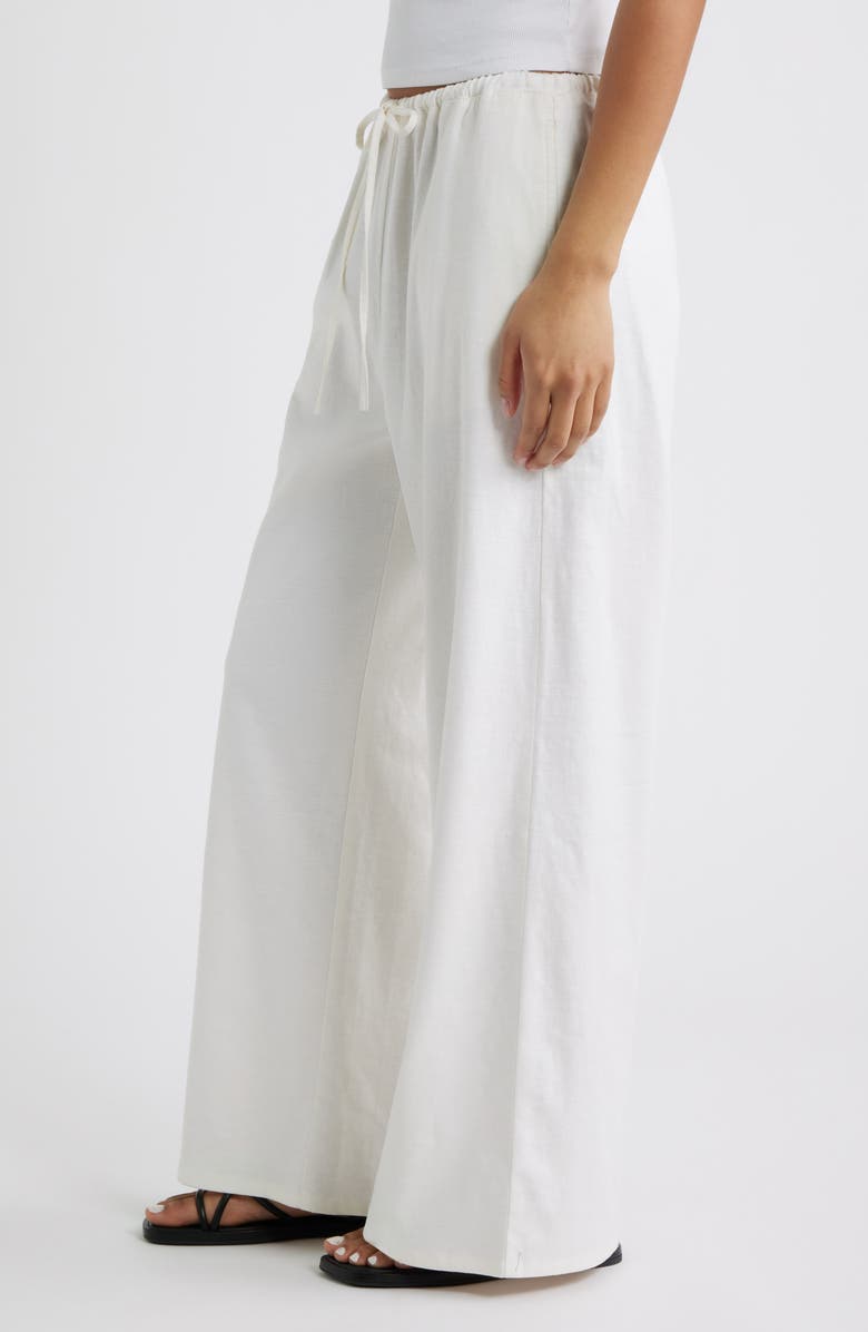 Open Edit Linen Blend Wide Leg Pants, Alternate, color, White