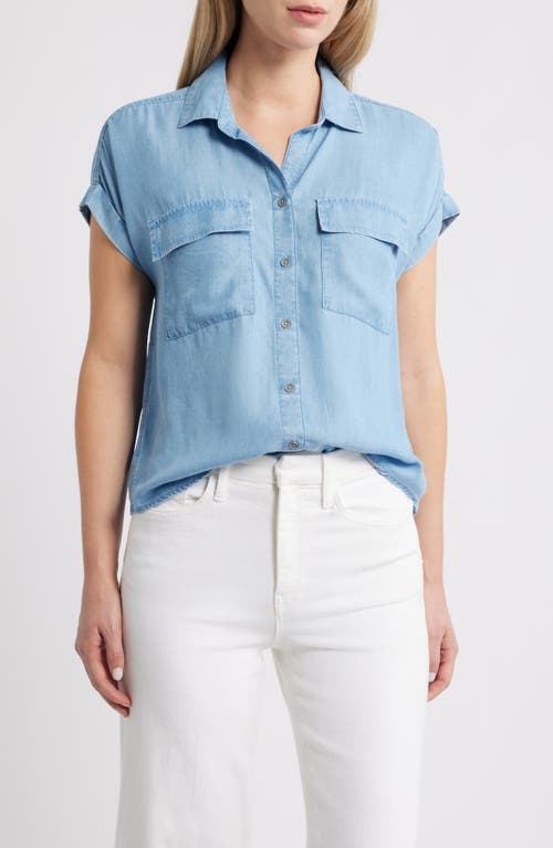 Beachlunchlounge Beatrix Denim Button-up Shirt In Blue