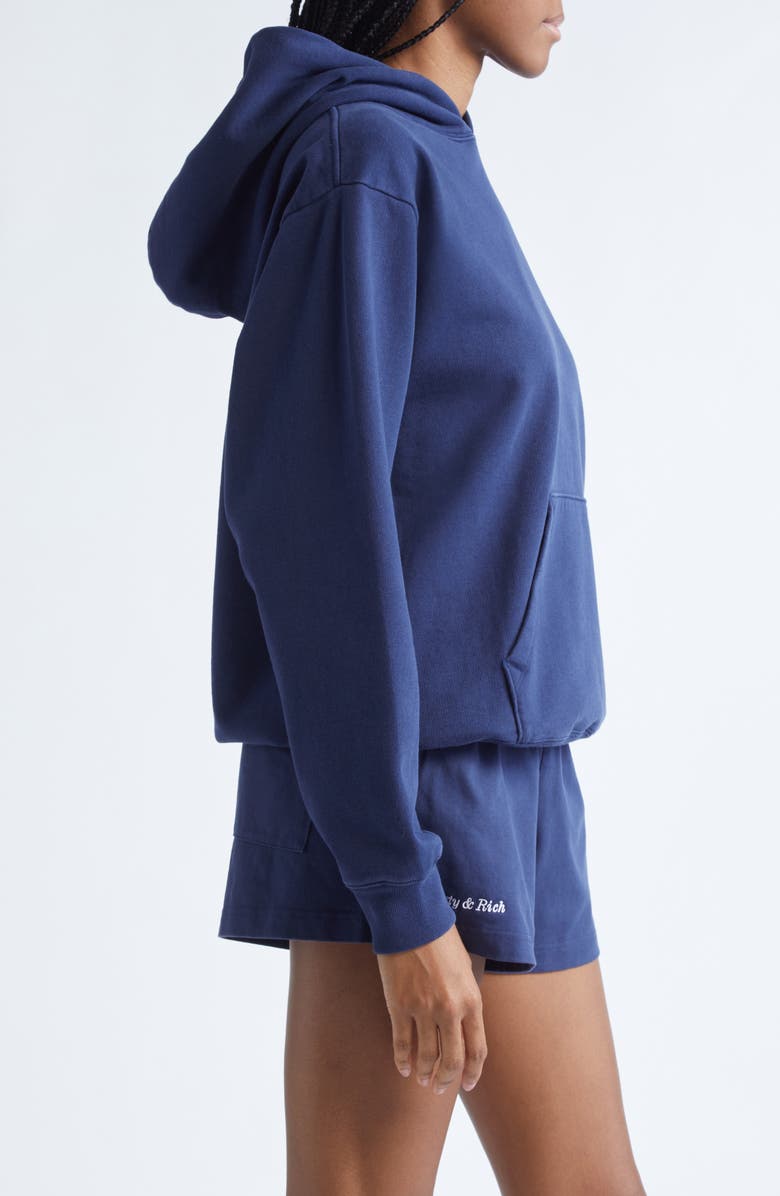 Sporty & Rich Eden Crest Embroidered Hoodie, Alternate, color, Dark Navy