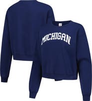 ZOOZATZ Women's ZooZatz Navy Michigan Wolverines Chenille Cropped Sweatshirt