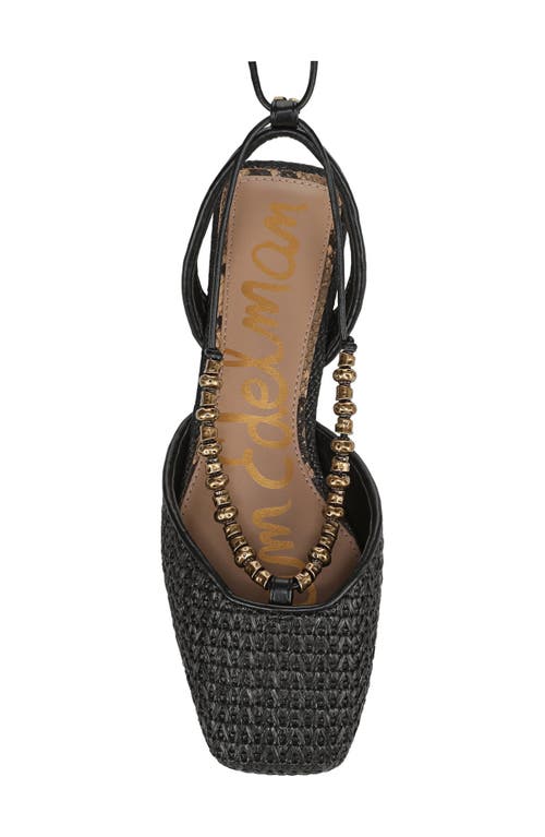 Sam Edelman Lily Ankle Wrap Mule Black Raffia In Black
