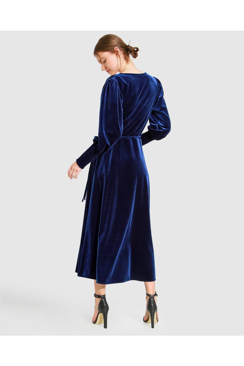 Current Mood Velvet Wrap Dress, Alternate, color, Royal Blue