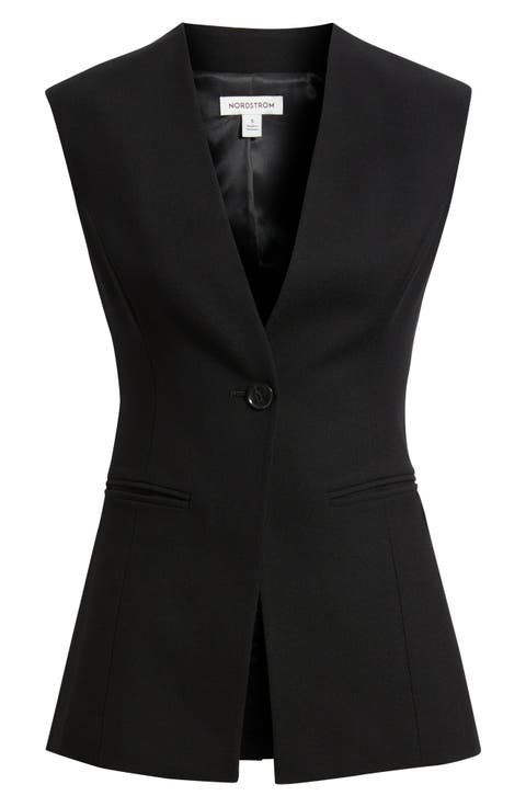 Textured One-Button Vest