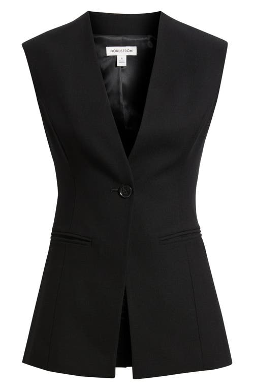 Nordstrom Textured One-button Vest In Black