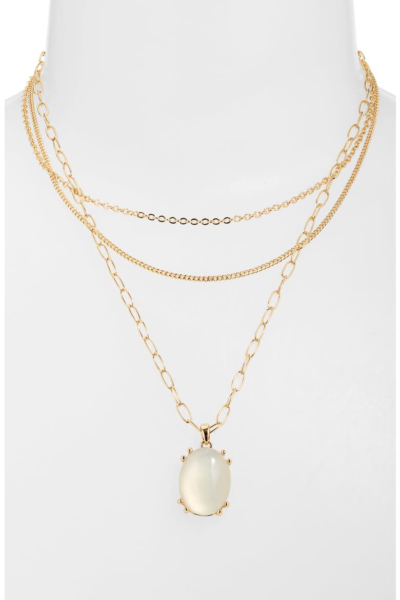 Jade Glass Pendant 3-Tier Layered Necklace, Alternate, color, WHITE- GOLD