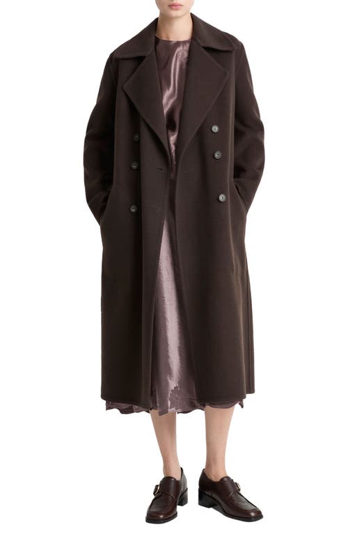 Vince Double Breasted Wool Blend Coat In Burgundy