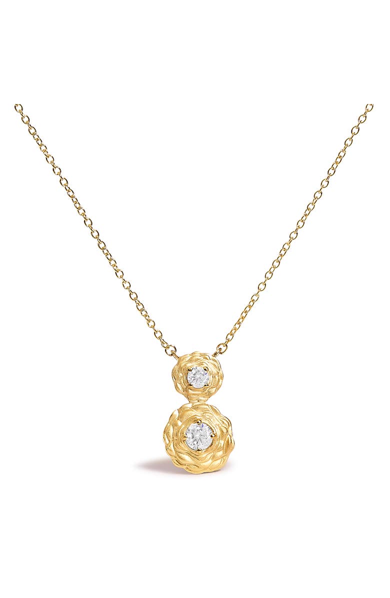 Haus of Brilliance 14K Yellow Gold Plated Sterling Silver 1/2 Cttw Lab Grown Diamond Rose Pendant Necklace, Main, color, Yellow Gold Over Silver