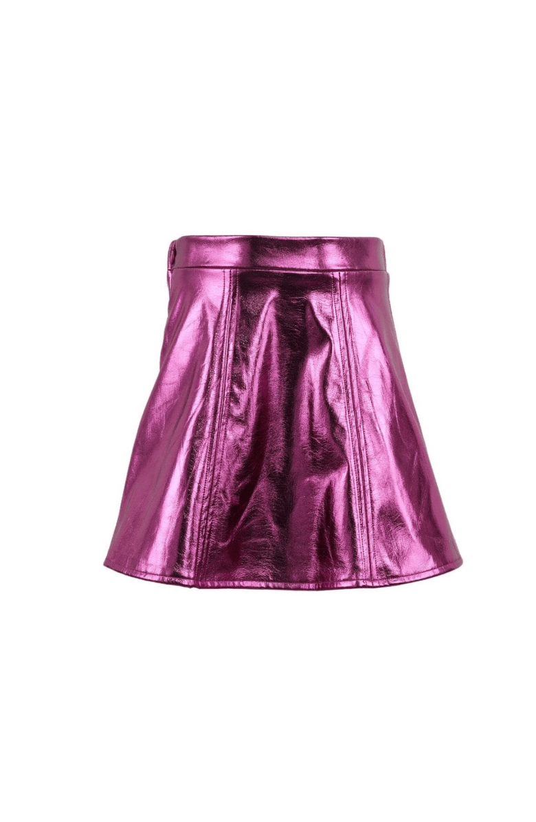 Lola + The Boys Metallic Leather Skirt, Main, color, Pink