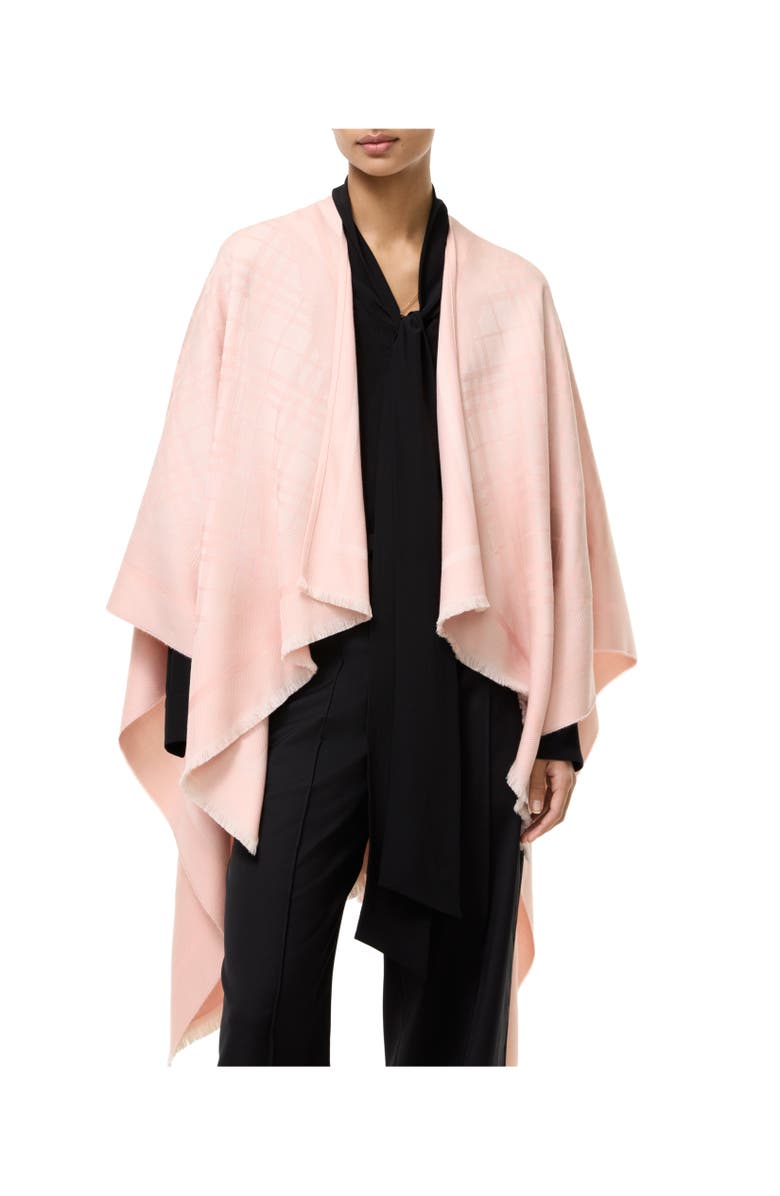 Burberry Check Wool Cashmere Cape, Alternate, color, Compact Pink