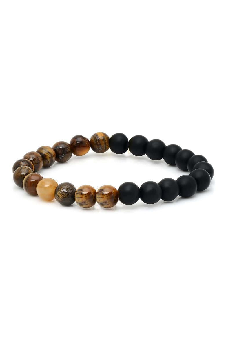 Tiger's Eye Stretch Bracelet, Main, color, BLACK