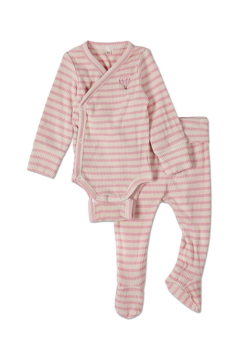Striped Modal Blend Bodysuit Set, Main, color, Pink