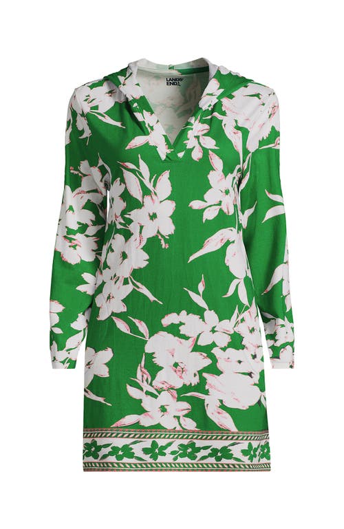 Shop Lands' End Cotton Jersey Long Sleeve Hooded Swim Cover-up Dress