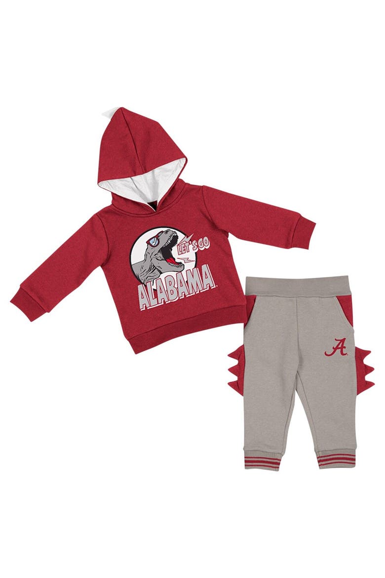 Infant Colosseum  Crimson/Gray Alabama Crimson Tide Dino Pullover Hoodie and Pants Set, Main, color, Crimson