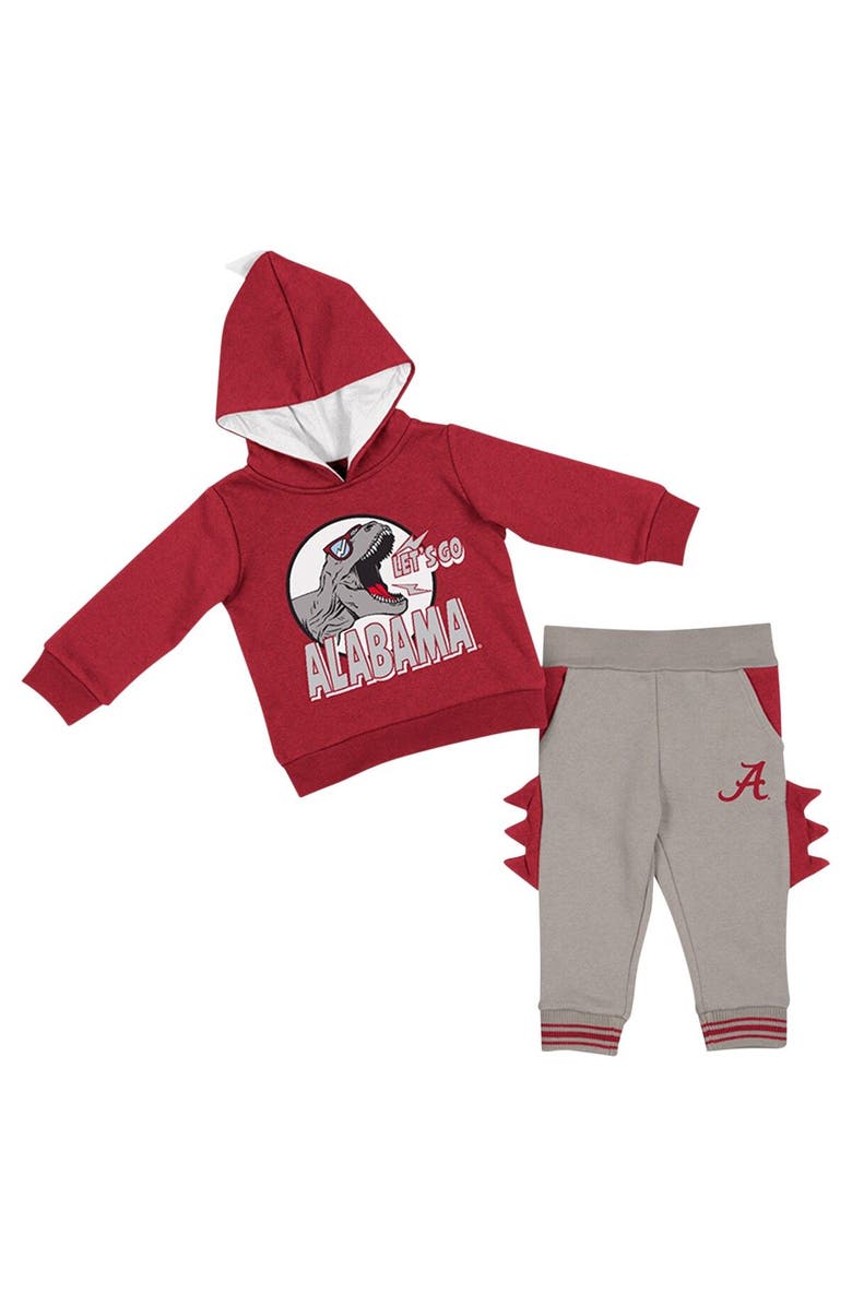 COLOSSEUM Infant Colosseum  Crimson/Gray Alabama Crimson Tide Dino Pullover Hoodie and Pants Set, Main, color, 