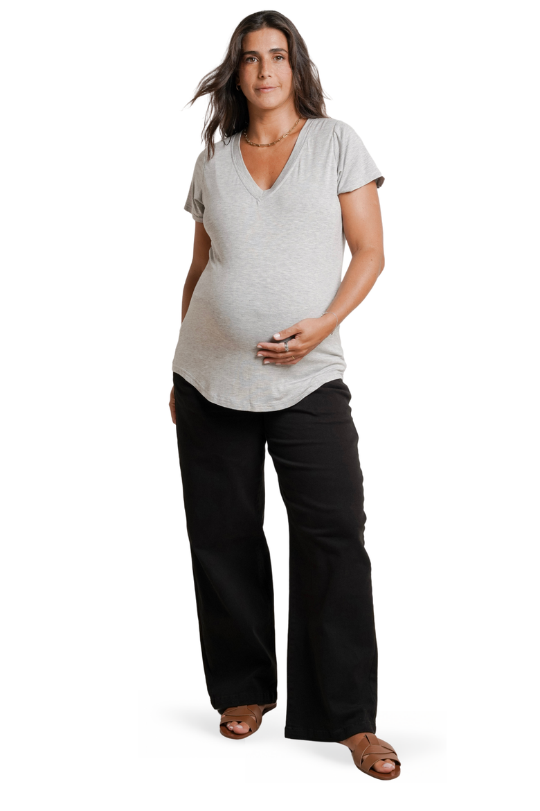 Slouch Under-Bump Maternity Boyfriend Jeans, Main, color, Washed Black