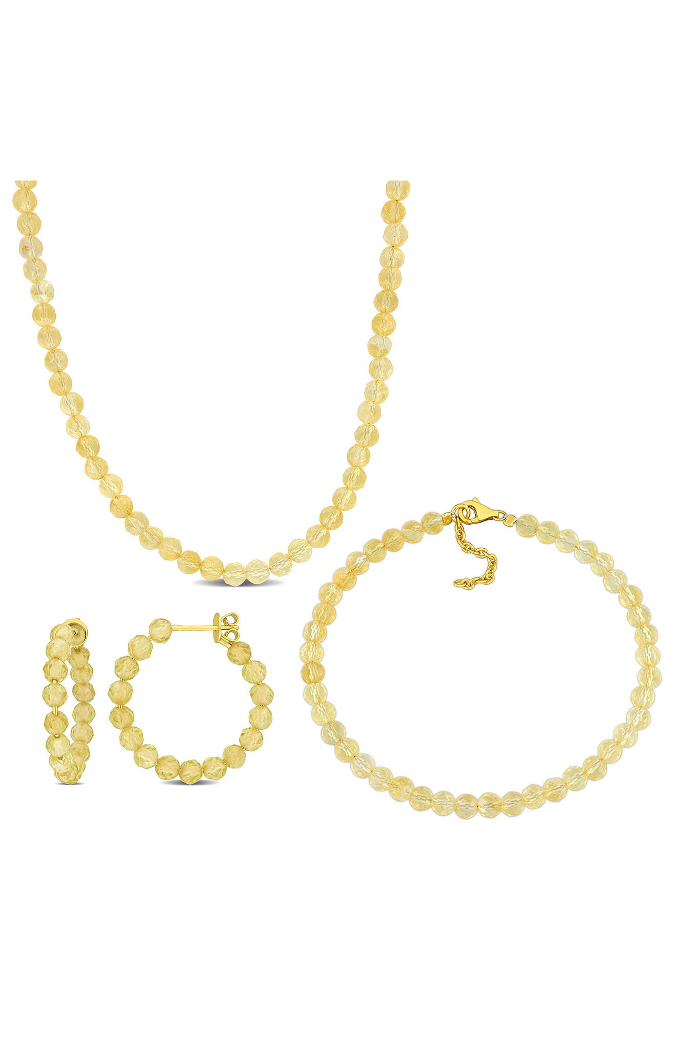 DELMAR Citrine Beaded Earrings, Bracelet & Necklace Set