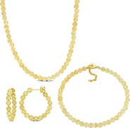 DELMAR Citrine Beaded Earrings, Bracelet & Necklace Set