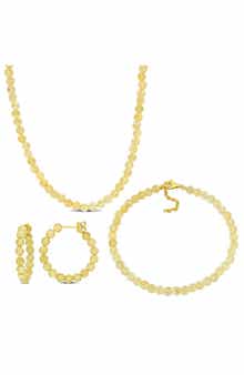 DELMAR Citrine Beaded Earrings, Bracelet & Necklace Set